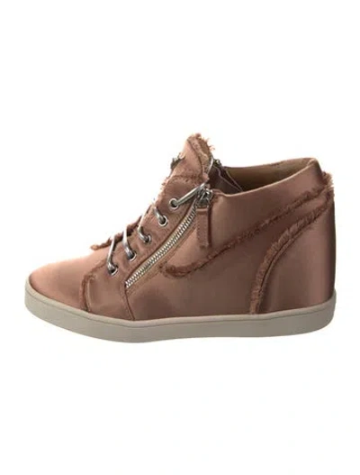 Pre-owned Giuseppe Zanotti Satin Wedge Sneakers In Pink