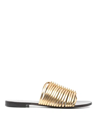 Giuseppe Zanotti Savoia Flat Sandals Open Toe Metallic In Gold
