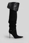 Giuseppe Zanotti Secret High Boot 105 High Heels Boots In Black Suede And Leather In Black