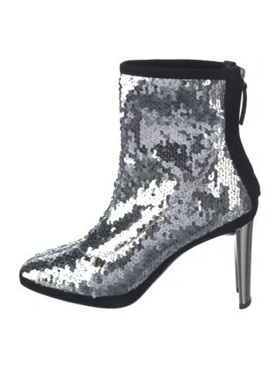 Pre-owned Giuseppe Zanotti Sequins Colorblock Pattern Boots In Metallic/silver