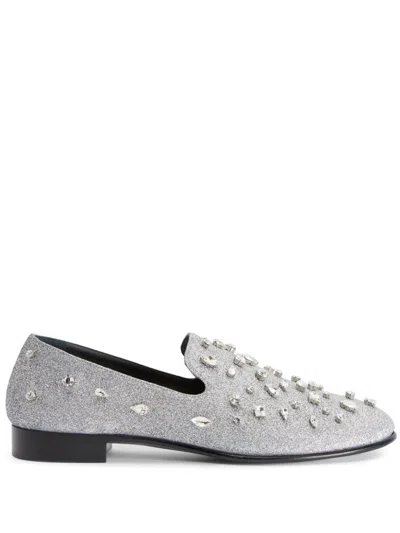 Giuseppe Zanotti Seymour Bijoux 15mm Loafers In 银色