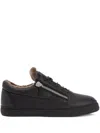 Giuseppe Zanotti Shearling-trimmed Leather Sneakers In Schwarz