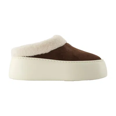 Giuseppe Zanotti Shearling-lined Suede Slipper In Brown