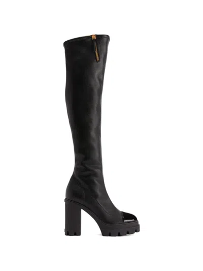 Giuseppe Zanotti Shiny Toe Platform Boots In Black