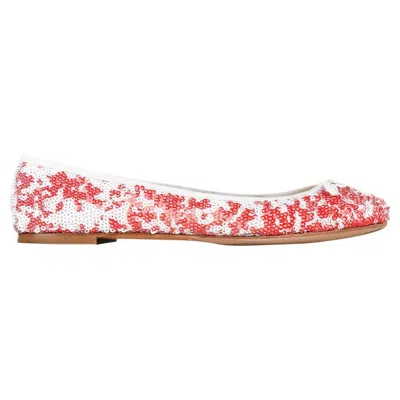 Pre-owned Giuseppe Zanotti Shoe Ballet Flat White And Red Sequins 38.5 / 8.5