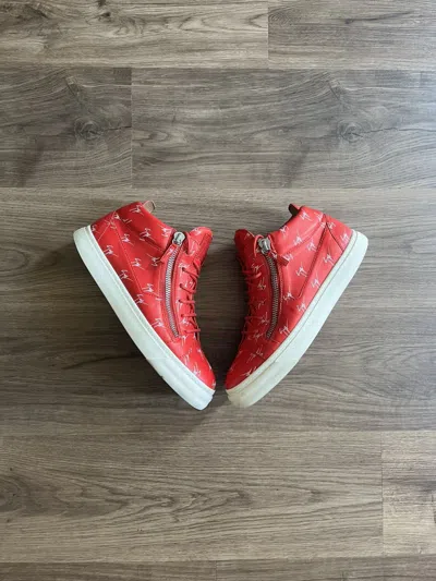 Pre-owned Giuseppe Zanotti Shoing Trend High Top Trainer Red Size 42.5 Shoes