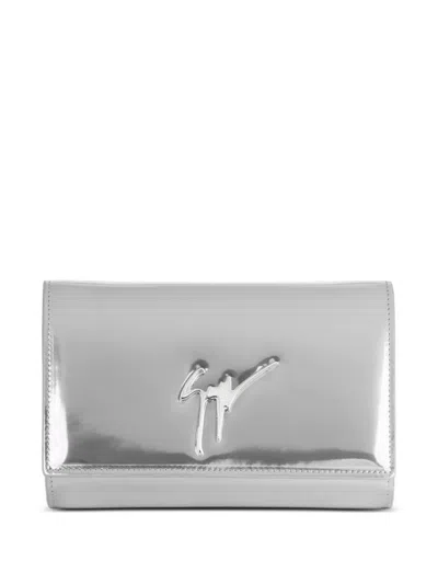 Giuseppe Zanotti Signature Chain Clutch Bag In Silver