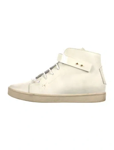 Pre-owned Giuseppe Zanotti Signature Logo Leather Wedge Sneakers In Neutral