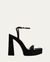 Giuseppe Zanotti Silk Crystal-buckle Platform Sandals In Nero