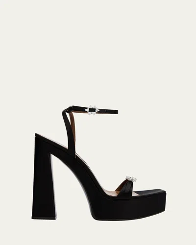 Giuseppe Zanotti Silk Crystal-buckle Platform Sandals In Nero