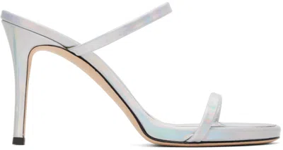Giuseppe Zanotti Silver Double Strap Heeled Sandals