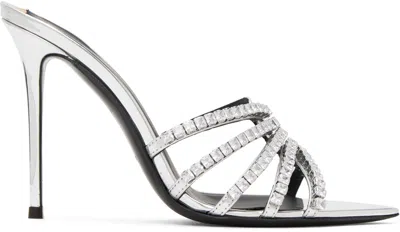 GIUSEPPE ZANOTTI SILVER INTRIIGO HEELED SANDALS