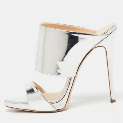 Pre-owned Giuseppe Zanotti Silver Leather Andrea Sandals Size 39