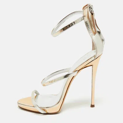 Pre-owned Giuseppe Zanotti Silver Leather Harmony Ankle Strap Sandals Size 36