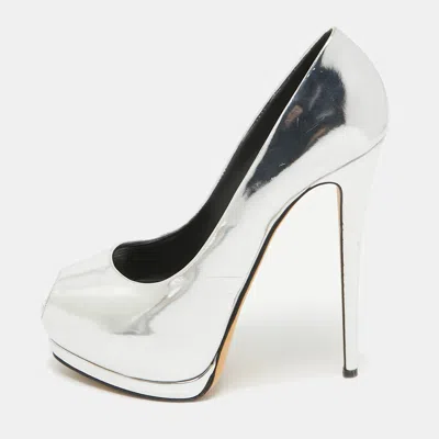 Giuseppe Zanotti Silver Leather Sharon Platform Pumps