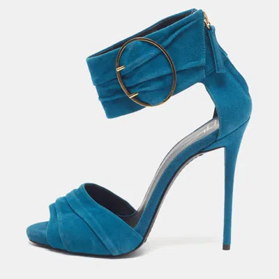 Pre-owned Giuseppe Zanotti Size 36 Blue Suede Ankle Strap Sandals