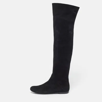 Pre-owned Giuseppe Zanotti Size 36.5 Black Suede Knee Length Boots