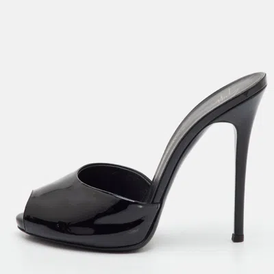 Pre-owned Giuseppe Zanotti Size 37 Black Patent Leather Slide Sandals