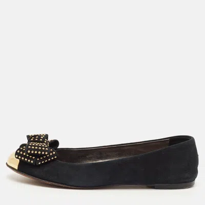 Pre-owned Giuseppe Zanotti Size 37 Navy Blue Suede Ballet Flats