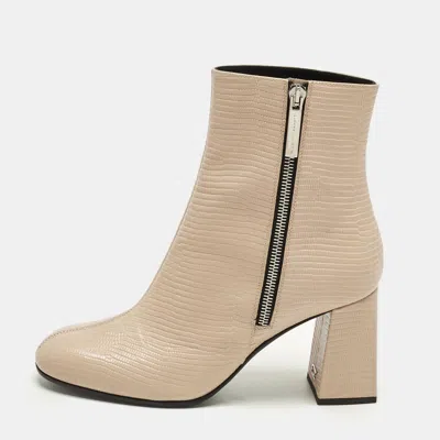 Pre-owned Giuseppe Zanotti Size 38 Beige Lizard Embossed Leather Ankle Length Boots In Sand