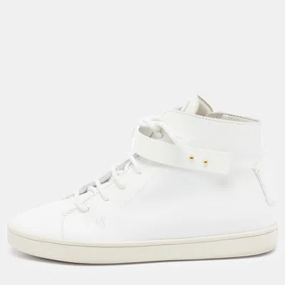 Pre-owned Giuseppe Zanotti Size 38.5 White Leather High Top Sneakers