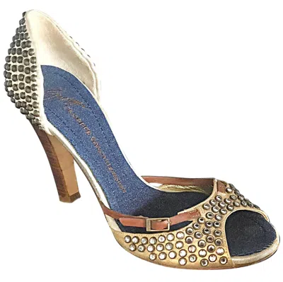 Pre-owned Giuseppe Zanotti Size 39 / 9 Gold Bronze And Brown Rhinestone Studded High Heels