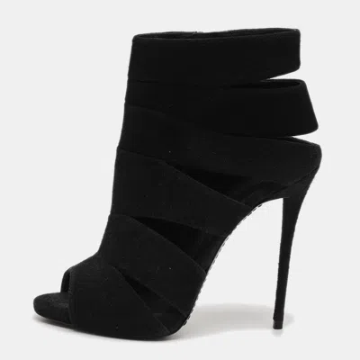 Pre-owned Giuseppe Zanotti Size 39 Black Suede Cut Out Ankle Length Boots