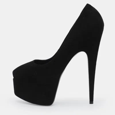 Pre-owned Giuseppe Zanotti Size 39 Black Suede Platform Pumps