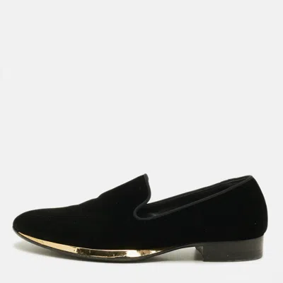Pre-owned Giuseppe Zanotti Size 42.5 Black Velvet Smoking Slippers