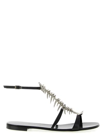 Giuseppe Zanotti Sandals Slim Style Embellished Metallic Detail In Black