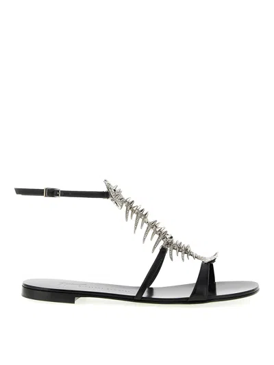 Giuseppe Zanotti Sandals Slim Style Embellished Metallic Detail In Black