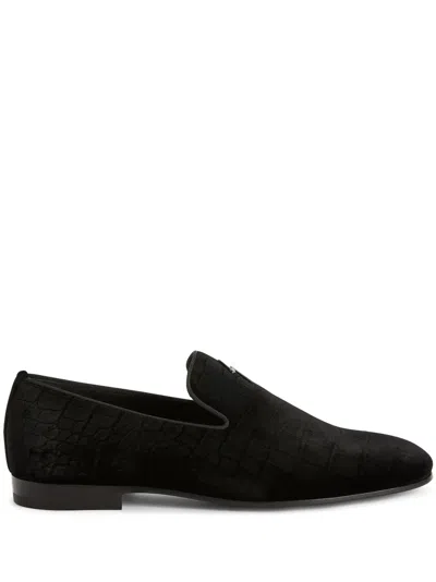 Giuseppe Zanotti Slip-on Velvet Loafers In Black