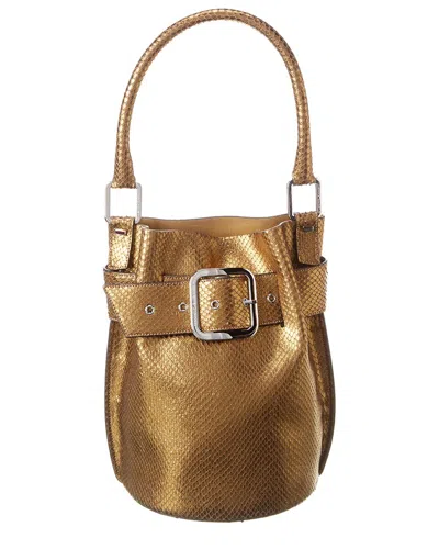Giuseppe Zanotti Snake-embossed Leather Bucket Bag In Gold