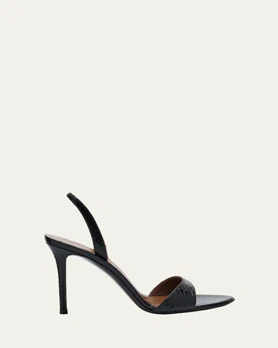 GIUSEPPE ZANOTTI SNAKE-EMBOSSED LEATHER SLINGBACK SANDALS