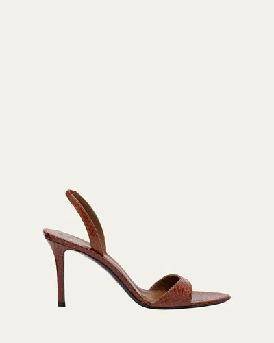 GIUSEPPE ZANOTTI SNAKE-EMBOSSED LEATHER SLINGBACK SANDALS