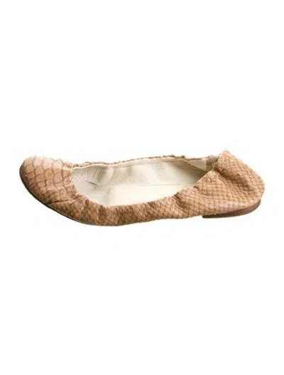 Pre-owned Giuseppe Zanotti Snakeskin Animal Print Ballet Flats In Brown
