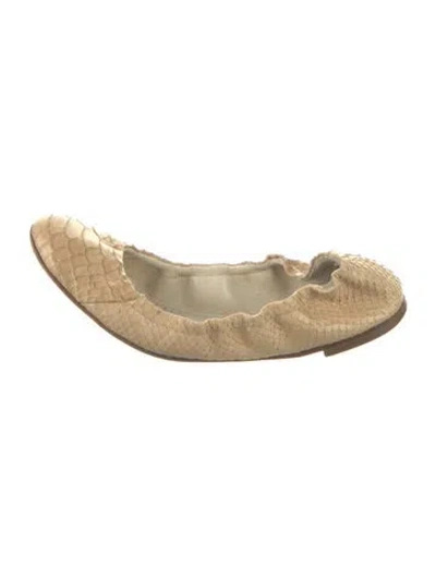 Pre-owned Giuseppe Zanotti Snakeskin Animal Print Ballet Flats In Neutrals