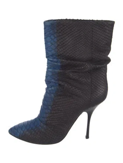 Pre-owned Giuseppe Zanotti Snakeskin Animal Print Boots In Black/blue