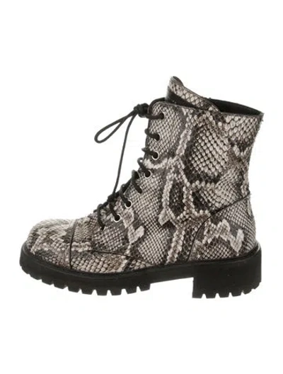 Pre-owned Giuseppe Zanotti Snakeskin Animal Print Combat Boots In Neutral