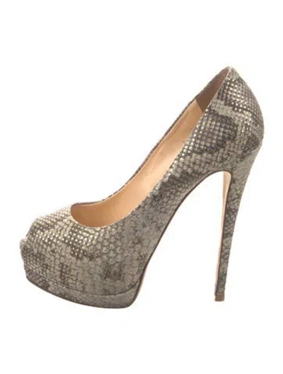 Pre-owned Giuseppe Zanotti Snakeskin Animal Print Pumps In Gray