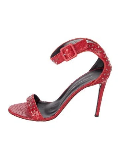 Pre-owned Giuseppe Zanotti Snakeskin Animal Print Sandals In Red