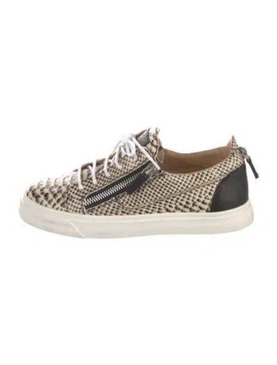 Pre-owned Giuseppe Zanotti Snakeskin Animal Print Sneakers In Neutrals
