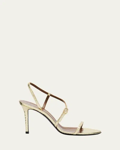 Giuseppe Zanotti Snakeskin Ankle Strap Stiletto Sandals In Oro