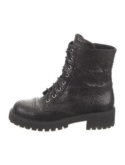 Pre-owned Giuseppe Zanotti Snakeskin Combat Boots In Black