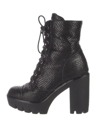 Pre-owned Giuseppe Zanotti Snakeskin Lace-up Boots In Black