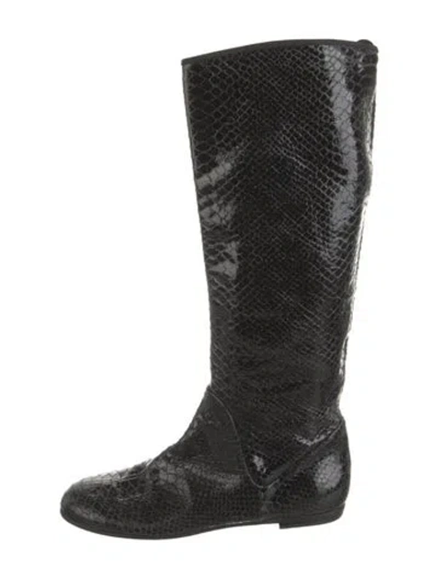Pre-owned Giuseppe Zanotti Snakeskin Riding Boots In Black