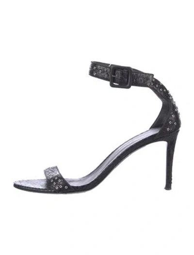 Pre-owned Giuseppe Zanotti Snakeskin Studded Accents Sandals In Black