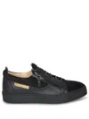 Giuseppe Zanotti Contemporary Black Sneakers With Leather And Suede Finish In Black