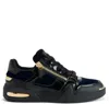 Giuseppe Zanotti Low Top Sneakers With Round Toe And Gold Accents In Black
