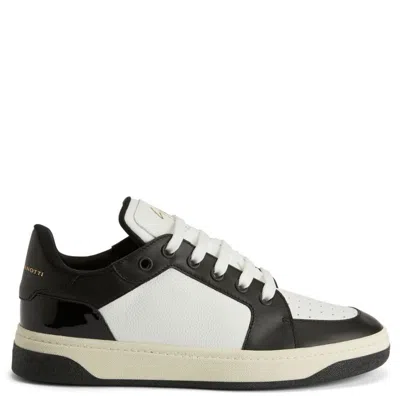Giuseppe Zanotti Leather Sneakers With Patent Accents In Black